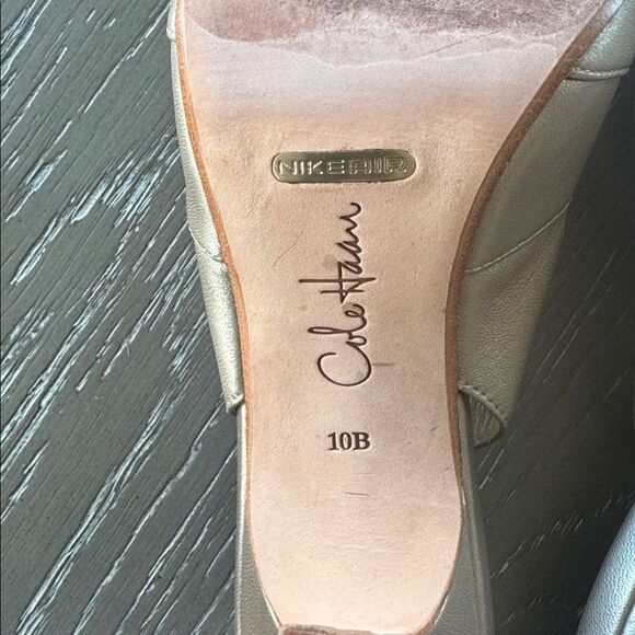 Cole Haan NIKE AIR Elegant Leather Light Pewter Open-Toe Slingback Heels Size 10 - Picture 9 of 12
